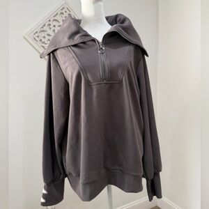 Efan Size LWomen's Gray Sweater with Zipper